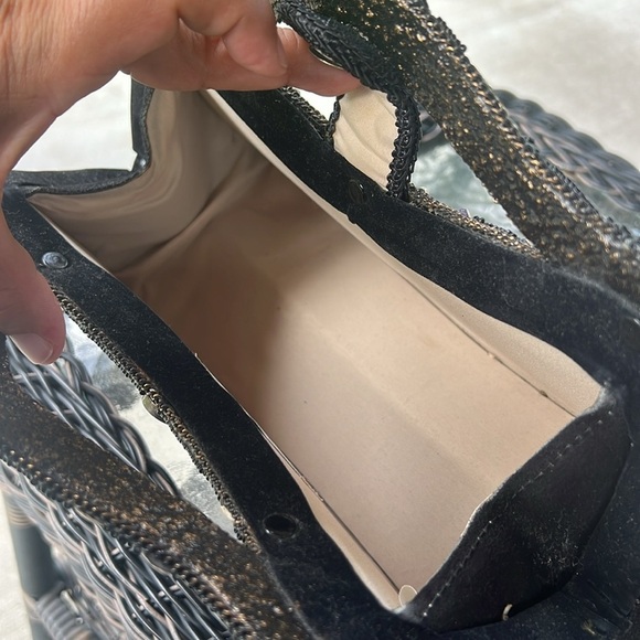 Mary Frances Vintage Beaded Handbag Black Suede Boho Leaf Design – Missing Beads - Picture 8 of 10